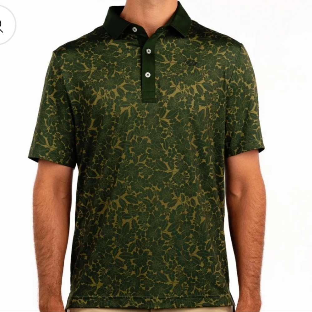 Good‎ Good Golf "Vintage Vines" Performance Polo Olive Green Floral Small